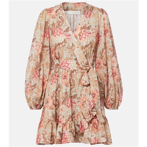 Zimmermann abito corto daylight in cotone con stampa