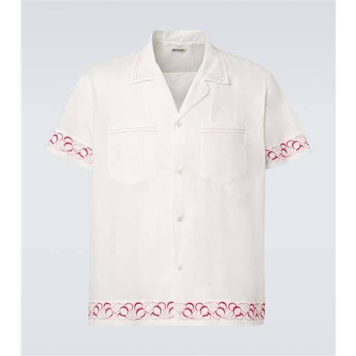 Bode camicia bowling in popeline di cotone con ricamo