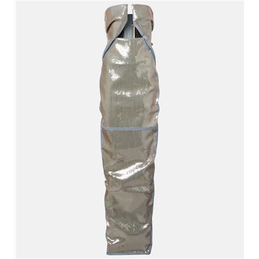 Rick Owens abito lungo di jeans prong con paillettes