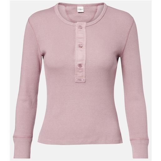 Chloe chloé top in maglia di cotone a coste