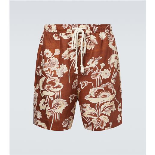 Commas bermuda in lino con stampa floreale