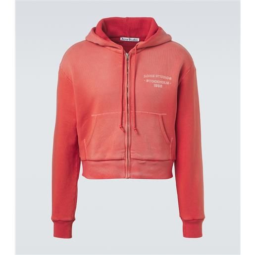Acne Studios felpa con zip in jersey di cotone con logo