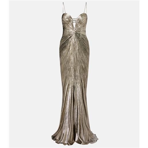 Maria Lucia Hohan abito lungo dakota in chiffon con lamé