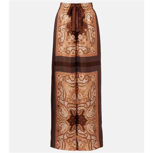 Zimmermann pantaloni luna in seta con stampa paisley