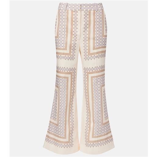 Zimmermann pantaloni flared in lino con stampa
