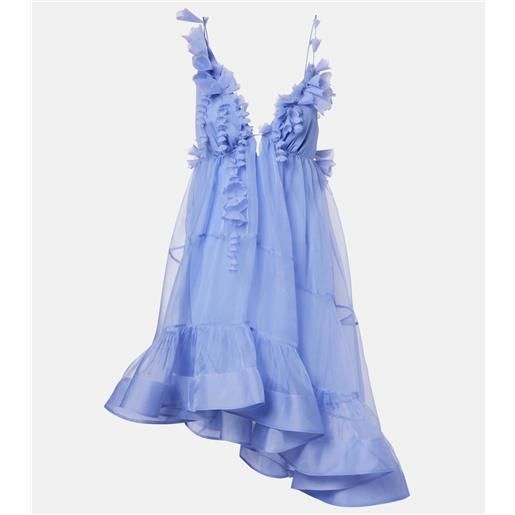 Zimmermann miniabito asimmetrico como in seta con applicazioni floreali