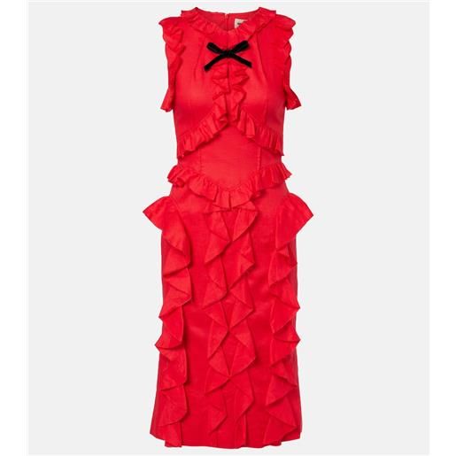 Shushu/Tong abito midi in lino con fiocco