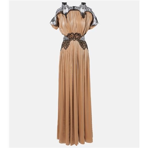 Costarellos abito lungo in georgette con pizzo