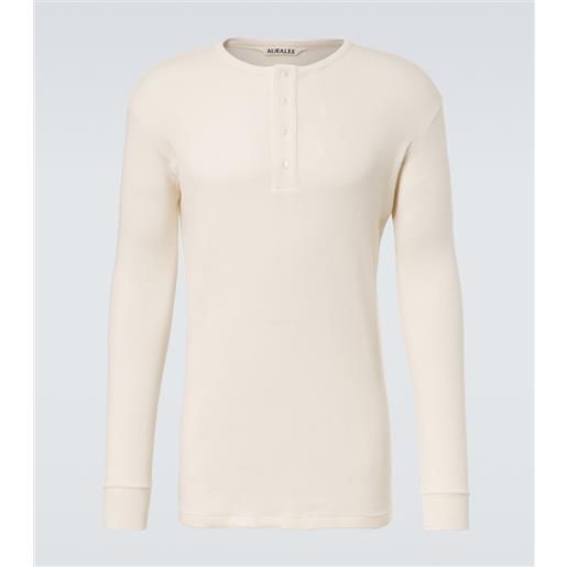 Auralee maglia henley in cotone a coste