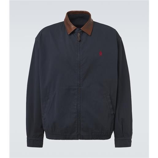 Prada giacca blouson in canvas di cotone con pelle