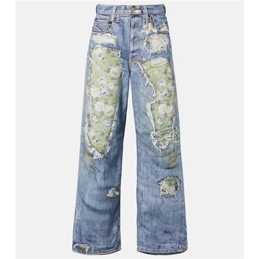 Acne Studios jeans a gamba larga con stampa
