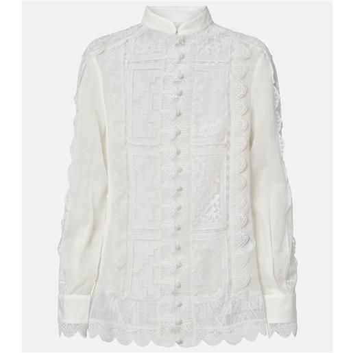 Zimmermann camicia in ramiè con pizzo floreale