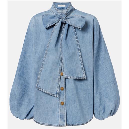 Zimmermann blusa indra di jeans con fiocco
