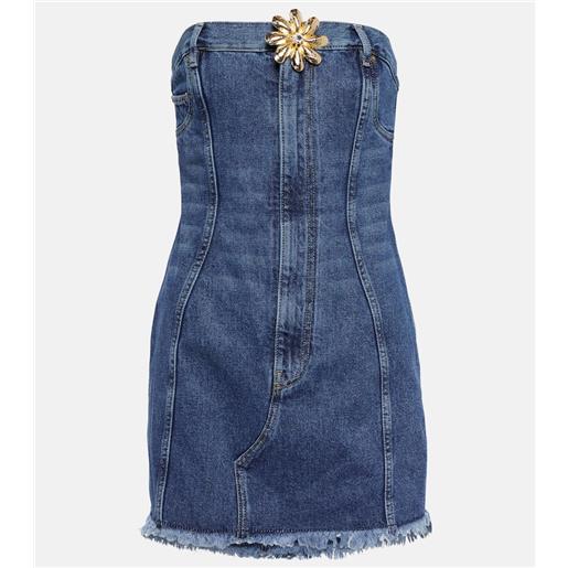 Area miniabito in denim mussel flower