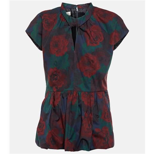 Dries Van Noten top in popeline di cotone con peplum