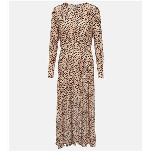 Rixo abito midi cerise con stampa leopardata