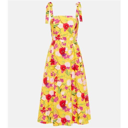 Carolina Herrera abito midi in cotone con stampa floreale