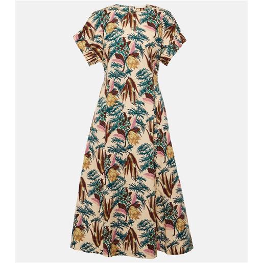Ulla Johnson abito midi devon in popeline di cotone
