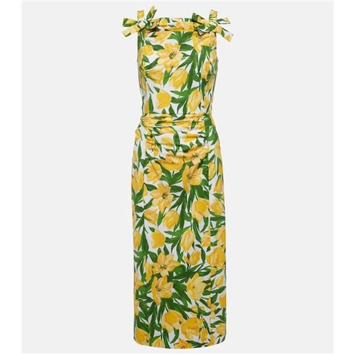 Carolina Herrera abito midi in popeline con stampa floreale