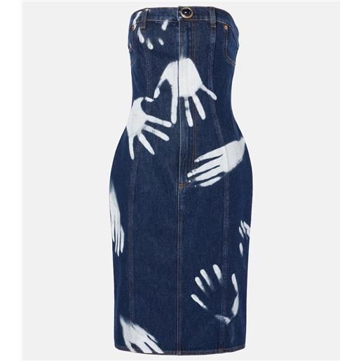 Area abito midi di jeans con stampa