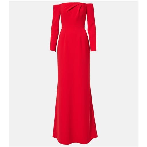 Carolina Herrera abito lungo off-shoulder in crêpe