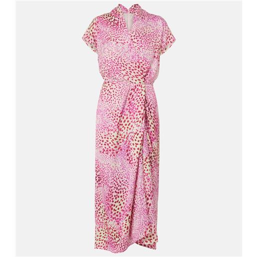 Dries Van Noten abito midi in raso con stampa