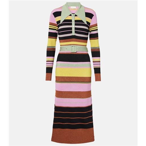 Rixo abito midi in maglia a righe con lamé