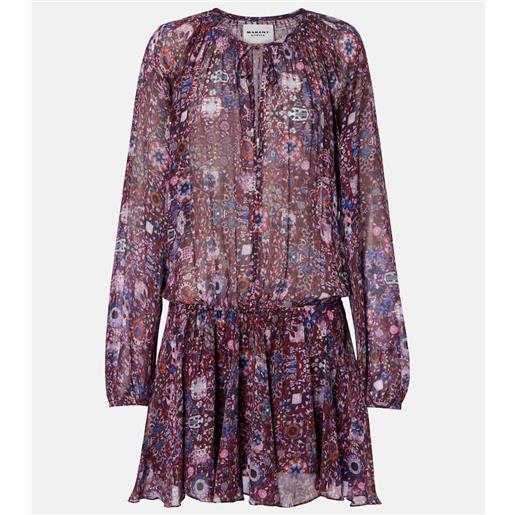 Marant Etoile miniabito bess arricciato con stampa floreale