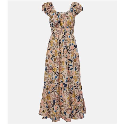 Ulla Johnson abito midi paloma in popeline di cotone