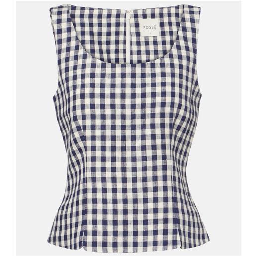 Posse top sadie in lino a quadretti