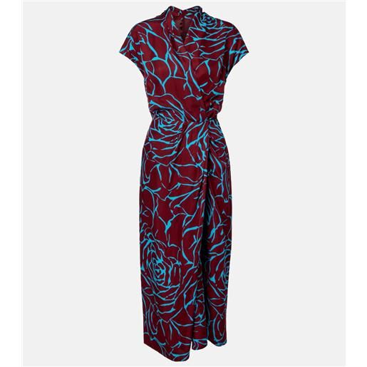 Dries Van Noten abito midi in raso con stampa