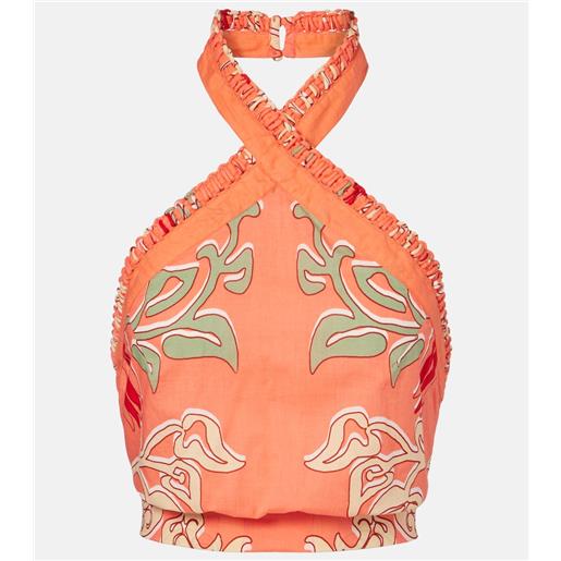 Poupette St Barth top cropped suma in cotone con stampa