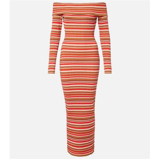 Bananhot abito lungo bonnie off-shoulder in maglia a coste