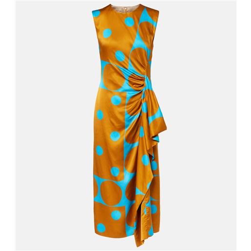Dries Van Noten abito midi in raso con stampa