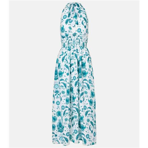 Heidi Klein abito lungo kos in lino arricciato con stampa paisley