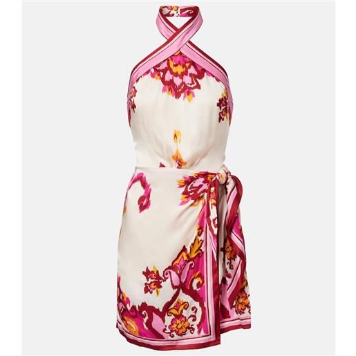 Poupette St Barth abito corto manon in satin con stampa