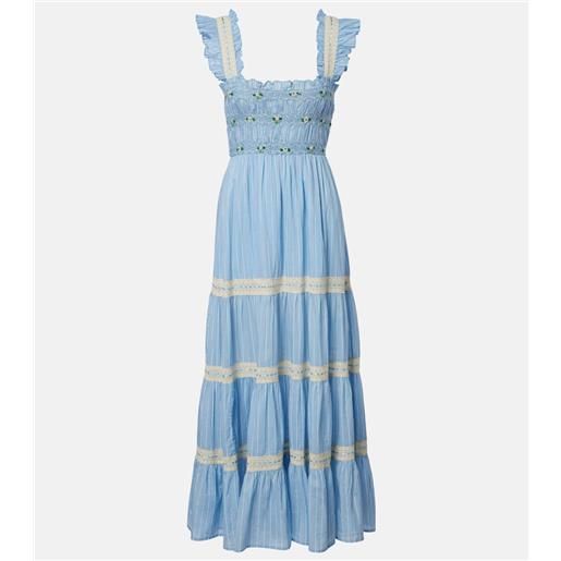 Rixo abito midi aubrie in cotone con pizzo