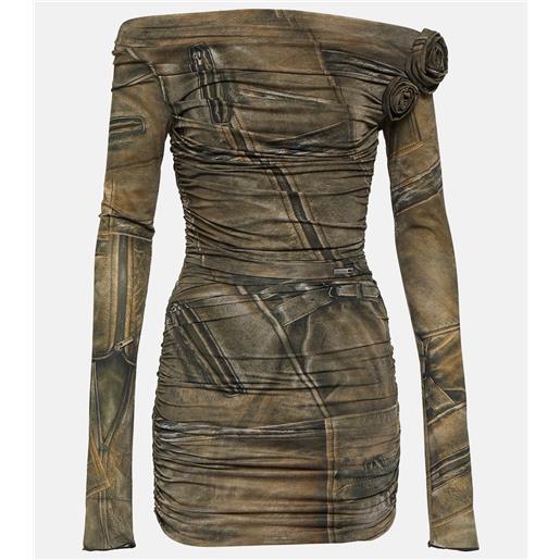 Blumarine miniabito in seta con scollo bardot