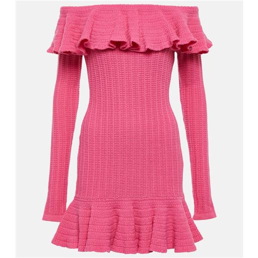Blumarine miniabito con ruches e scollo bardot