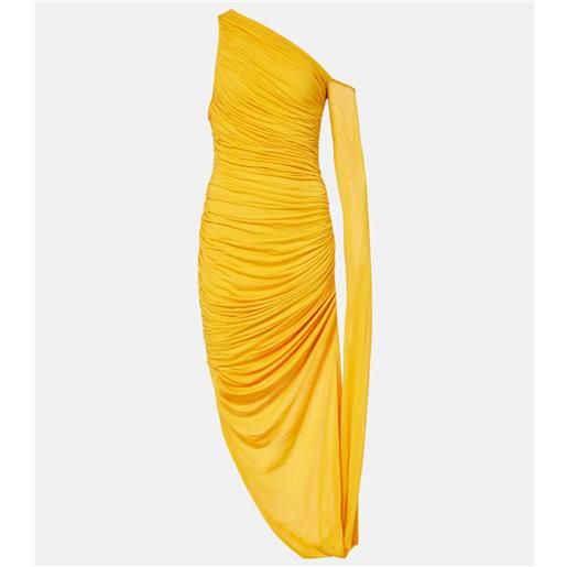 Mugler abito lungo monospalla in jersey drappeggiato