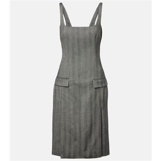 Ferragamo abito midi in misto lana a righe