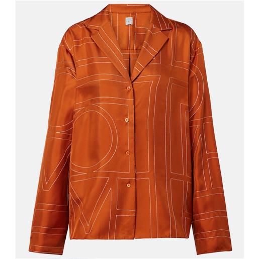 Toteme camicia pigiama monogram in twill di seta