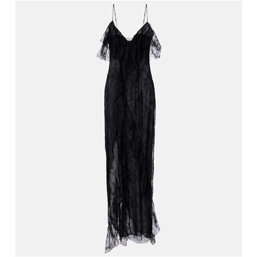 Blumarine abito lungo in pizzo con volant