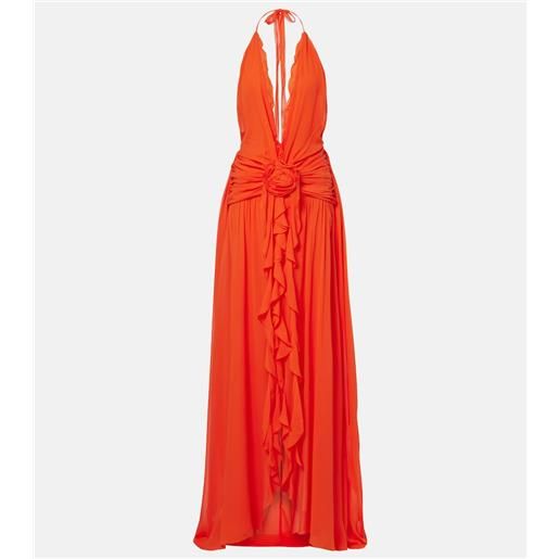 Blumarine abito lungo in georgette con volant