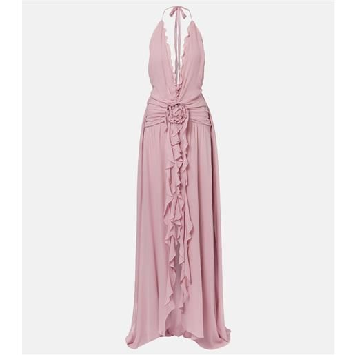 Blumarine abito lungo in georgette con volant