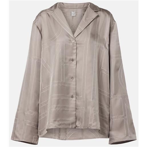 Toteme camicia pigiama monogram in twill di seta