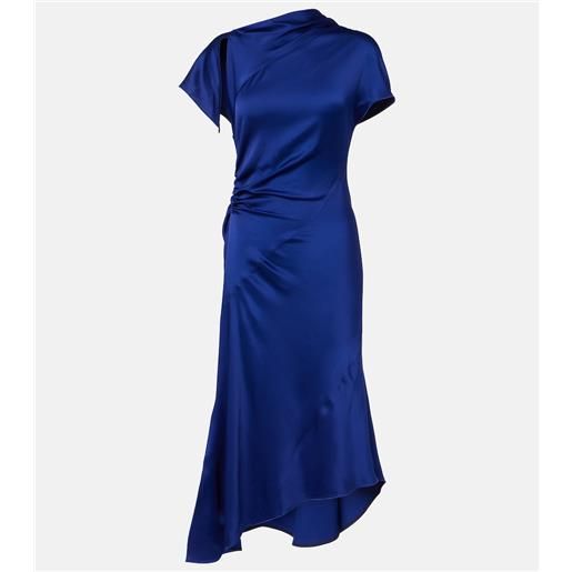 Victoria Beckham abito midi in crêpe satin asimmetrico