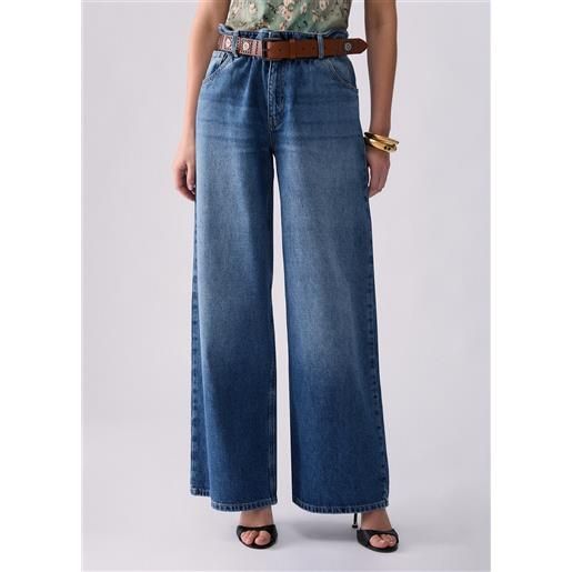 Liu jo jeans flare con cintura, denim blu