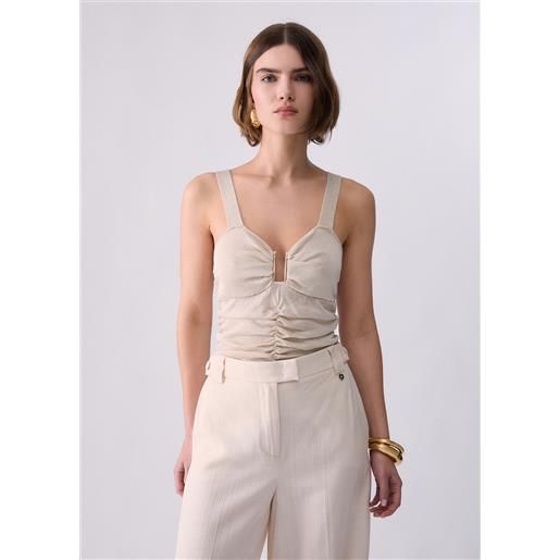 Liu jo top elegante in lurex®, panna