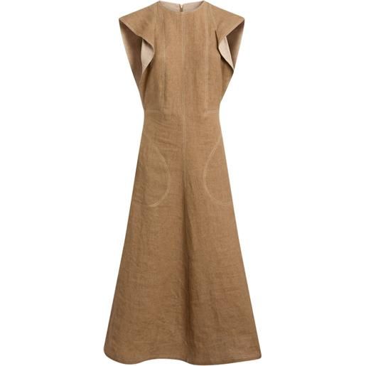Moschino abito in lino e paglia - marrone